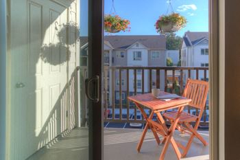 Private patio or balcony with storage
